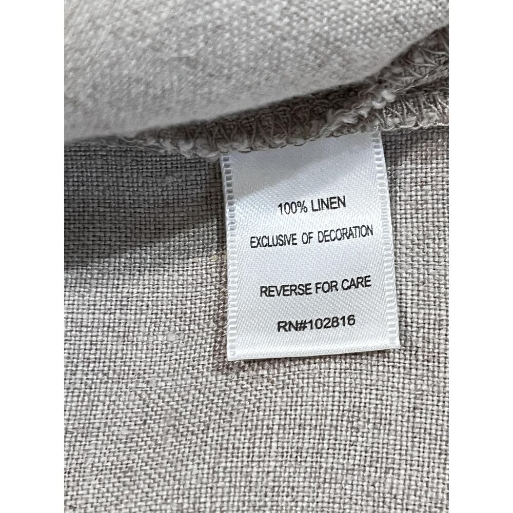 Garnet Hill Dress Womens 10 Beige Linen Embroidered V Neck Shift Pockets Casual - Picture 8 of 9